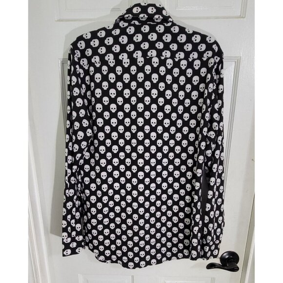 Tom Baine Mens Black Skull Halloween Dressh Shirt Slim Fit Size M 15-15.5 - Picture 4 of 9